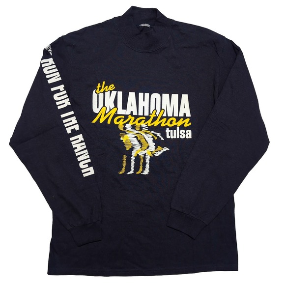 The Unbranded Brand Other - Vintage Oklahoma Marathon Tulsa Long Sleeve T-Shirt Mock Neck Heavy Medium M